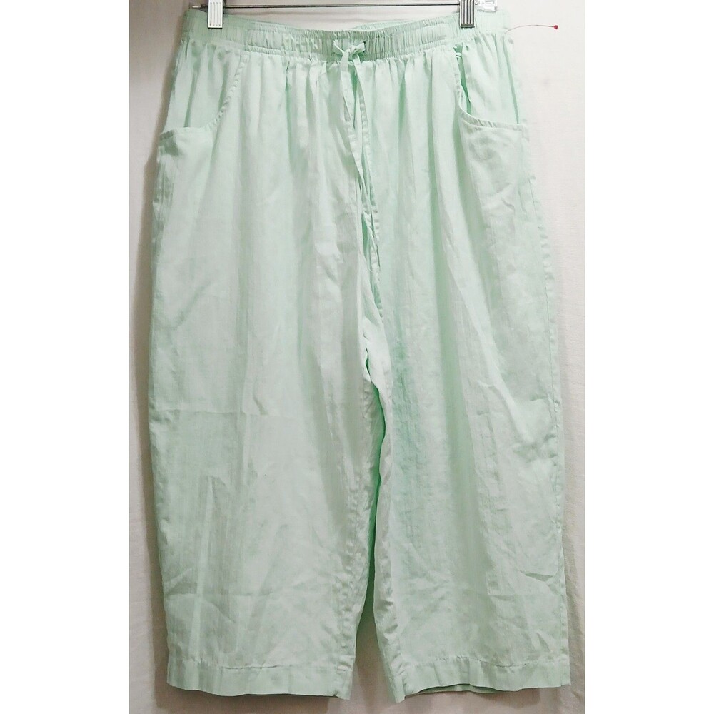 Jeno Neuman Capri Pants XL Light Green Pull On Women's XL Stretch Pockets EUC